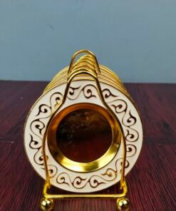 White and Gold Scroll Pattern Mini Serving Plate Set