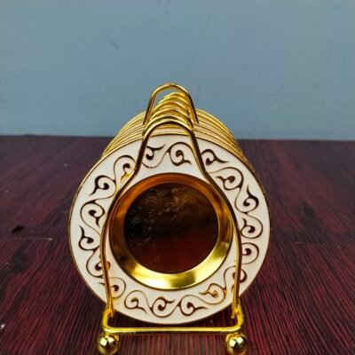 White and Gold Scroll Pattern Mini Serving Plate Set