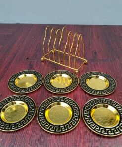 Black and Gold Greek Key Pattern Mini Serving Plate Set Black and Gold Greek Key Pattern Mini Serving Plate Set