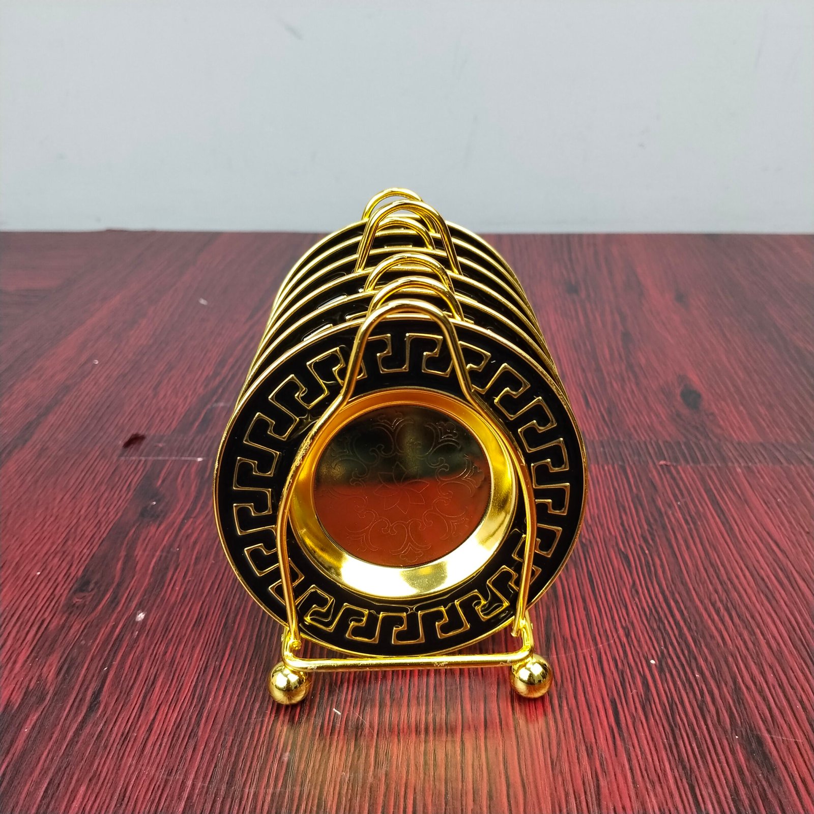 Black and Gold Greek Key Pattern Mini Serving Plate Set Black and Gold Greek Key Pattern Mini Serving Plate Set