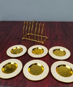 White & Gold Patterned Mini Serving Plate Set White & Gold Patterned Mini Serving Plate Set