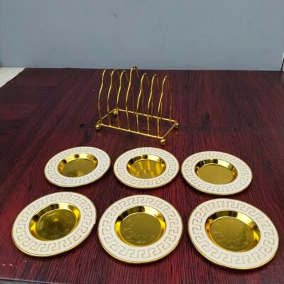 White & Gold Patterned Mini Serving Plate Set