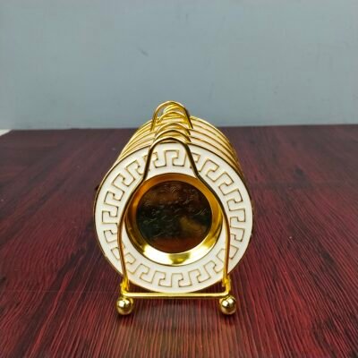 White & Gold Patterned Mini Serving Plate Set