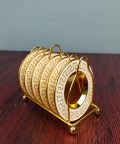 White & Gold Patterned Mini Serving Plate Set