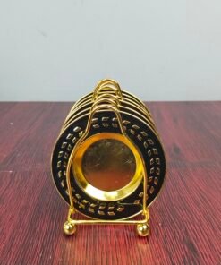 Golden & Black Mini Serving Plate Set with Display Stand Golden & Black Mini Serving Plate Set with Display Stand