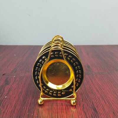 Luxury Golden and Black Mini Serving Plate Set with Display Stand Golden & Black Mini Serving Plate Set with Display Stand