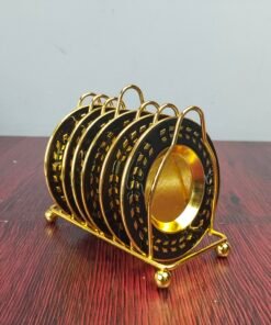 Golden & Black Mini Serving Plate Set with Display Stand Golden & Black Mini Serving Plate Set with Display Stand