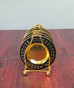 Golden & Black Mini Serving Plate Set with Display Stand