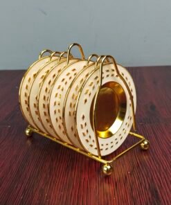 White and Gold Accent Mini Serving Plate Set with Display White and Gold Accent Mini Serving Plate Set with Display