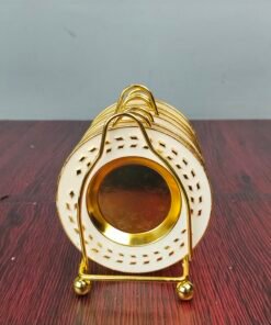 White and Gold Accent Mini Serving Plate Set with Display
