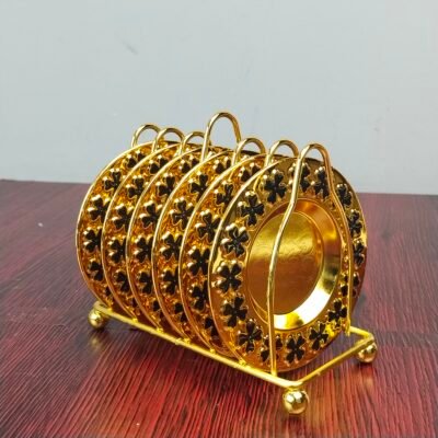 Gold and Black Floral Pattern Mini Serving Plate Set