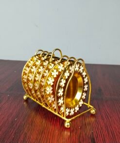 Gold and White Floral Pattern Mini Serving Plate Set