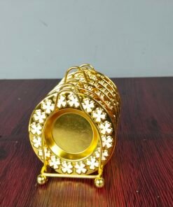Gold and White Floral Pattern Mini Serving Plate Set