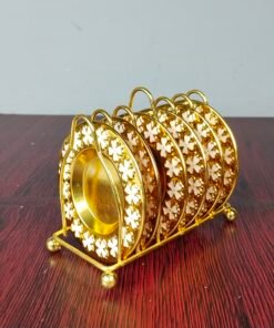 Gold and White Floral Pattern Mini Serving Plate Set