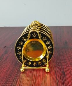 Gold and Black Ornate Leaf Motif Mini Serving Plate Set Gold and Black Ornate Leaf Motif Mini Serving Plate Set