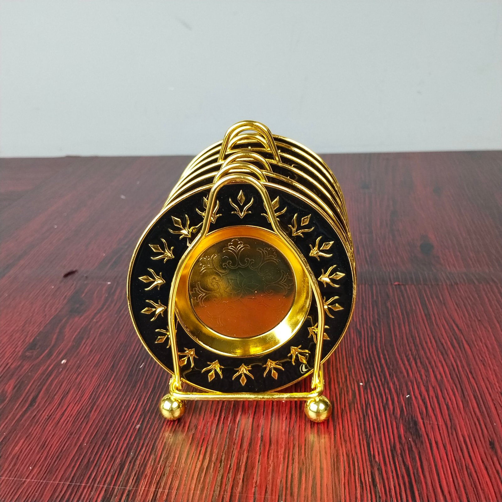 Gold and Black Ornate Leaf Motif Mini Serving Plate Set Gold and Black Ornate Leaf Motif Mini Serving Plate Set