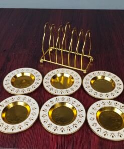 White and Gold Ornate Leaf Motif Mini Serving Plate Set