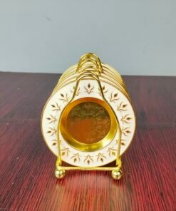White and Gold Ornate Leaf Motif Mini Serving Plate Set White and Gold Ornate Leaf Motif Mini Serving Plate Set