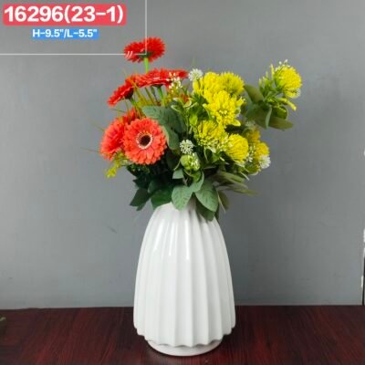 Premium Ribbed Ceramic Flower Vase