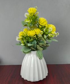 Wide Fluted Ceramic Flower Vase