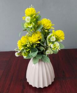 Wide Fluted Ceramic Flower Vase