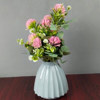 Wide Fluted Ceramic Flower Vase