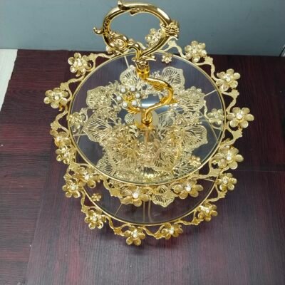 2 Tier Golden Glass Cake and Dessert Stand