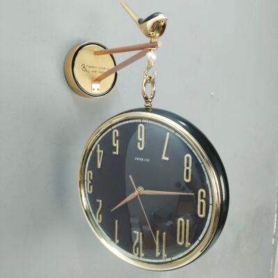 Modern Luxury Bird Perch Wall Clock Steampunk Moving Gear and World Map Hanging Clock