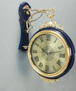 Royal Midnight Blue and Gold Double Sided Station Wall Clock Vintage Victorian Hanging Clock