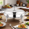 Oval Vintage Stainless Steel Chafing Dish and Buffet Serve