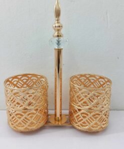 Luxury Dual Cup Golden Cutlery and Spoon Holder Stand