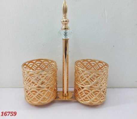 Luxury Dual Cup Golden Cutlery and Spoon Holder Stand