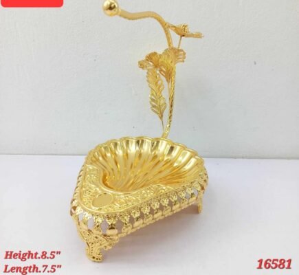 Royal Gold Metal Candy and Dry Fruit Bowl with Rhinestone Floral Stem Royal Gold Metal Candy and Dry Fruit Bowl with Rhinestone Floral Stem