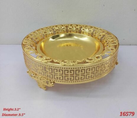 Luxury Golden Round Centerpiece Serving Platter and Fruit Tray