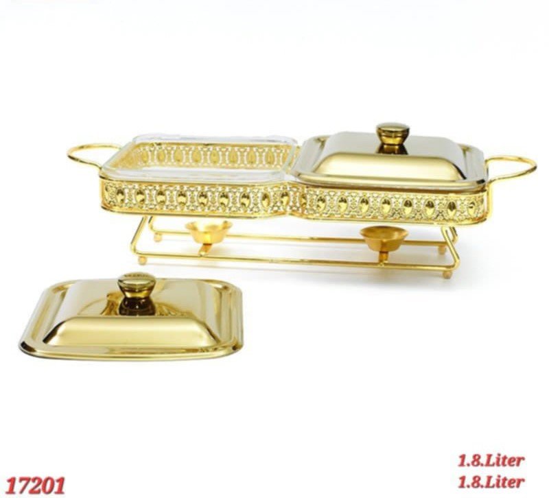 Luxury Double Glass Chafing Dish & Buffet Food Warmer Set Luxury Double Glass Chafing Dish & Buffet Food Warmer Set