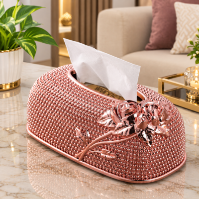 Floral Embossed Tissue Box Cover