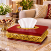 Premium Wooden Tissue Box with Floral Star Gold Lattice Trim Premium Wooden Tissue Box with Floral Star Gold Lattice Trim