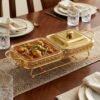 Luxury Double Glass Chafing Dish & Buffet Food Warmer Set Luxury Double Glass Chafing Dish & Buffet Food Warmer Set