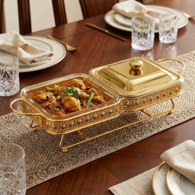 Luxury Double Glass Chafing Dish & Buffet Food Warmer Set