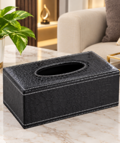 Premium Crocodile Texture PU Leather Tissue Box Cover