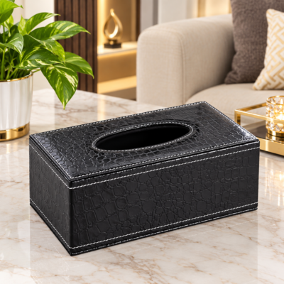Premium Crocodile Texture PU Leather Tissue Box Cover