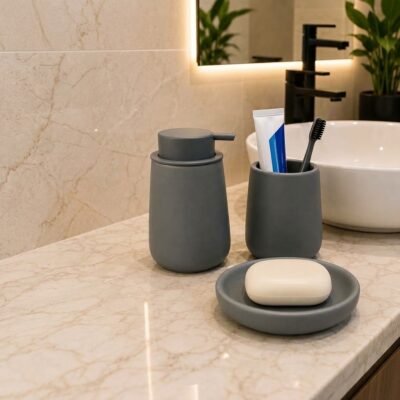 Minimalist Nordic Matte Ceramic 3Piece Bathroom Accessories Set