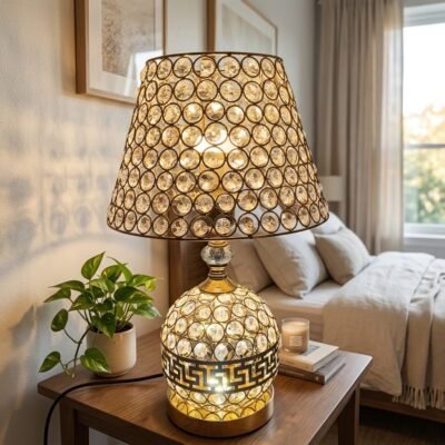 All Over Gold Crystal Table Lamp