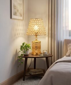 Luxury Patterned Gold Crystal Table Lamp