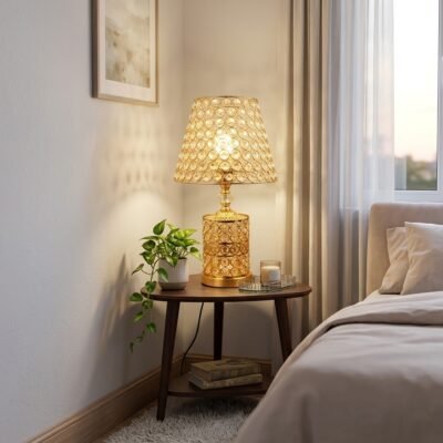 Luxury Patterned Gold Crystal Table Lamp