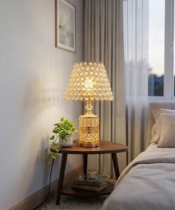 Luxury Patterned Gold Crystal Table Lamp
