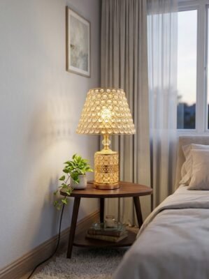Luxury Patterned Gold Crystal Table Lamp