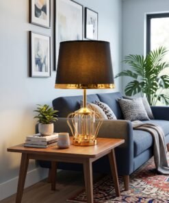 Luxury Black & Gold Crystal Table Lamp