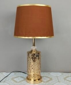 Crystal Table Lamp with Brown Velvet Shade Crystal Table Lamp with Brown Velvet Shade