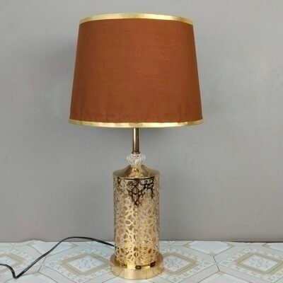 Luxury Golden Crystal Table Lamp with Brown Velvet Shade Crystal Table Lamp with Brown Velvet Shade